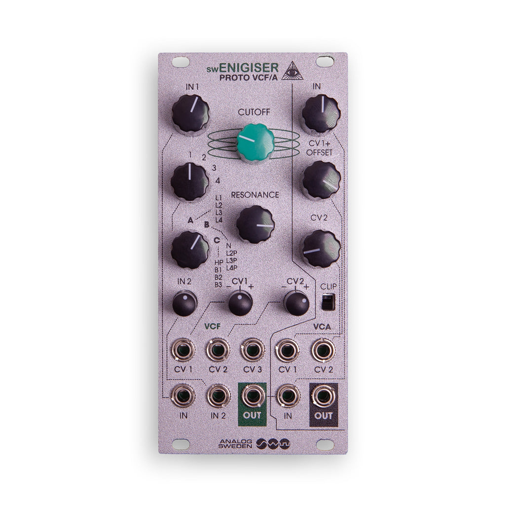 swEnigiser Proto VCF/A Eurorack filter module 12hp, silver, B-Stock