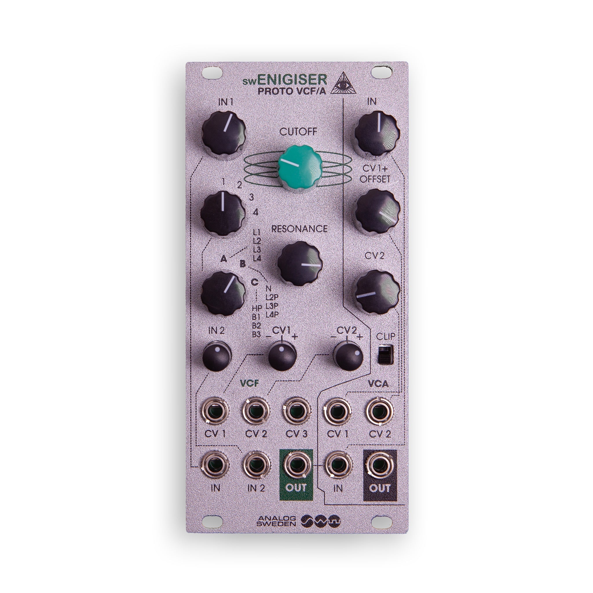 swEnigiser Proto VCF/A Eurorack filter module 12hp, silver, B-Stock